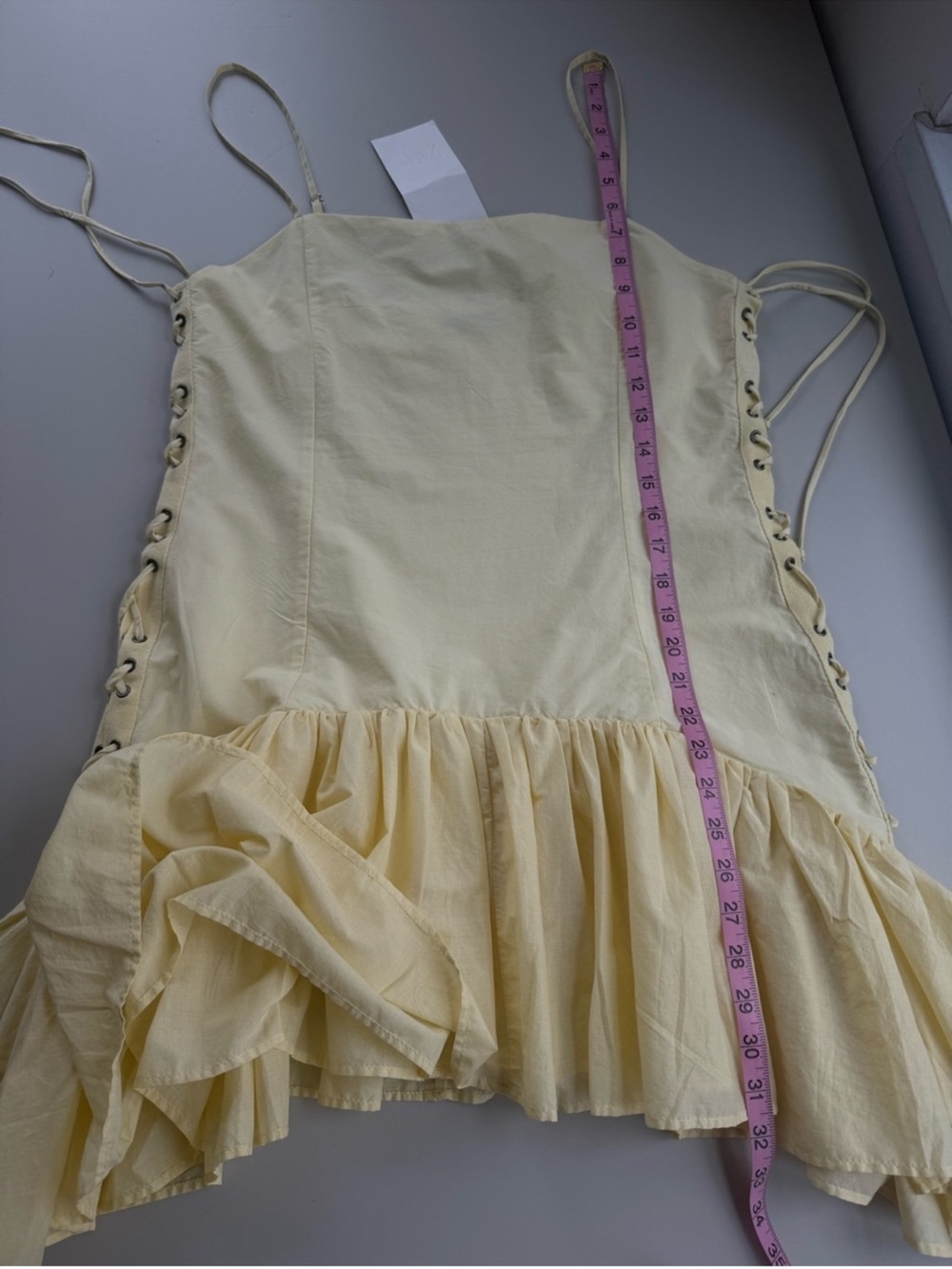 Zara Light Yellow Spaghetti-Strap High-Low Ruffle Dress - Picture 8 of 8
